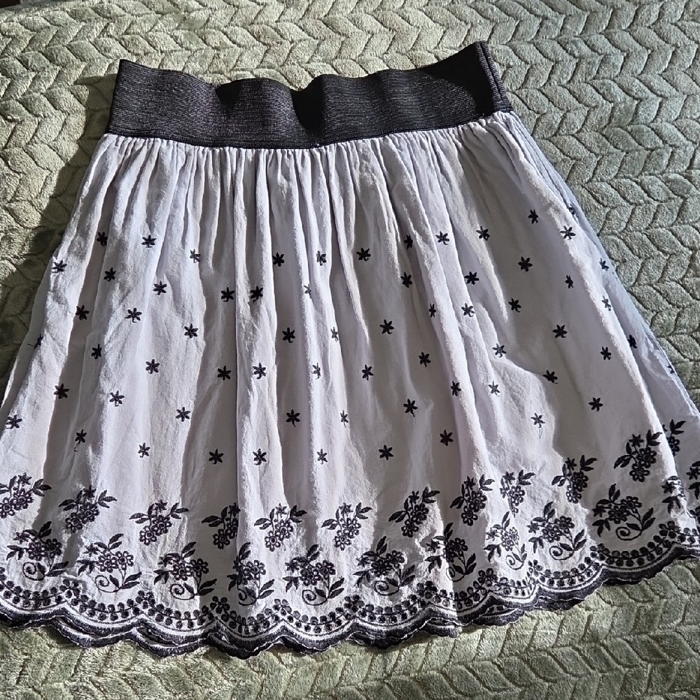 Gray and Black Floral Skirt